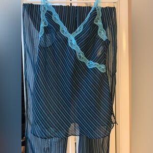 Blue and Black 2- Piece Sheer Pajama Set, Small, NWOT